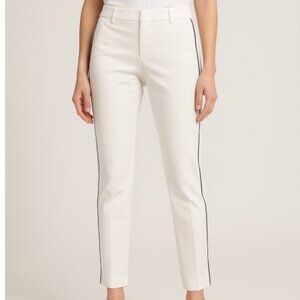Sharagano Women’s White Slim-Fit Straight Leg Ankle Pants w/ Side Stripe size 10